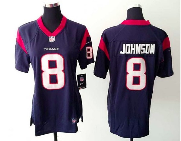 Womens Houston Texans #8 Johnson Blue Jersey