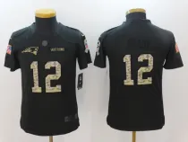 NFL New England Patriots #12 Brady Salute to Service Green Kids Jersey