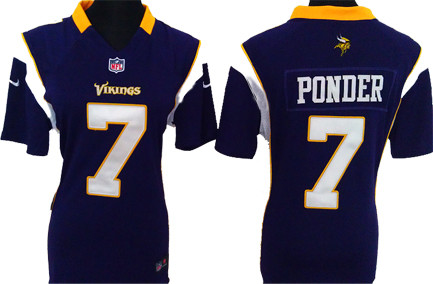 NIKE women black Ponder jersey, Minnesota Vikings #7 jersey