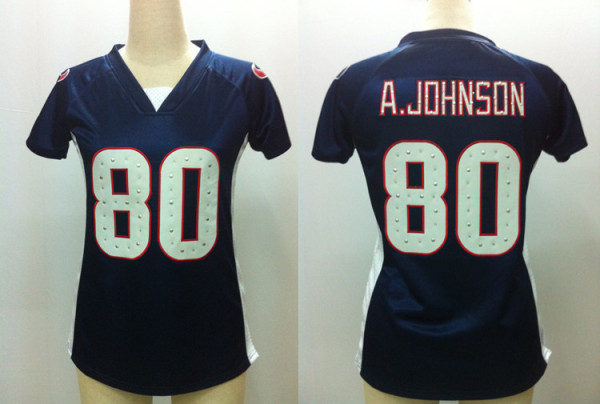 NIKE Houston Texans #80 Andre Johnson women blue Draft Him II Top NFL jersey