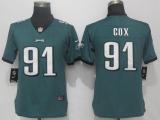 Women NFL Philadelphia Eagles #91 Cox Green Vapor Untouchable Jersey