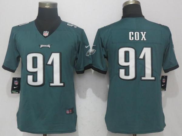 Women NFL Philadelphia Eagles #91 Cox Green Vapor Untouchable Jersey