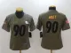 Womens Pittsburgh Steelers #90 Watt Olive Salute to Service Limited Jersey