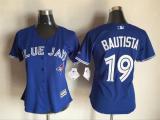 Women MLB Toronto Blue Jays #19 Bautista Blue Majestic Jersey