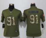 Women New Nike Washington Redskins 91 Kerrigan Green Salute To Service Limited Jersey