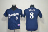 MLB Milwaukee Brewers #8 Braun Kids Jersey - Blue