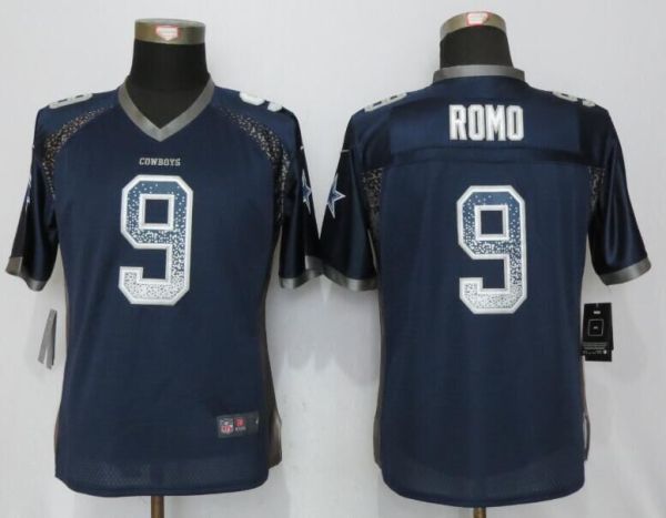 Women NEW Nike Dallas cowboys 9 Romo Drift Fashion Blue Elite Jersey