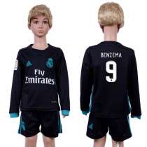 2017 Soccer Real Madrid #9 Benzema Away Kids Jersey
