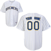 White Jersey, Youth Milwaukee Brewers Personalized Home MLB Jersey