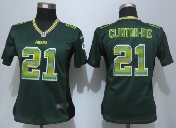 Women New Nike Green Bay Packers 21 Clinton-Dix Green Strobe Elite Jersey