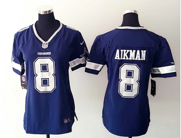 Womens Nike Dallas Cowboys #8 Aikman Blue Jersey