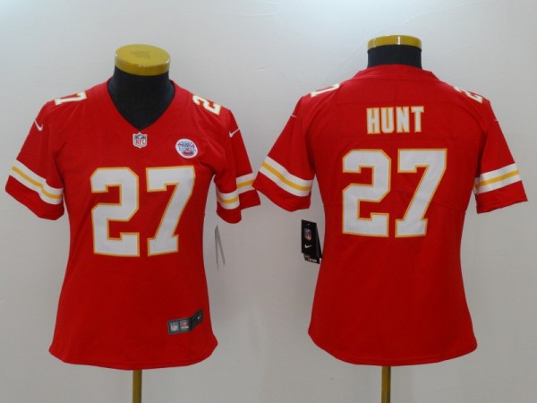 Womens Kansas City Chiefs #27 Hunt Red Vapor Jersey