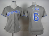 Women Kansas City Royals #6 Cain Grey 2015 MLB Jersey