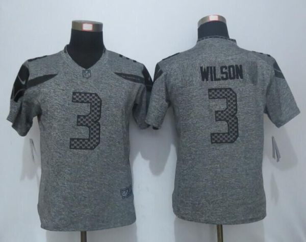 Women Nike Seattle Seahawks 3 Wilson Gray Gridiron Gray Limited Jersey