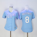 Women Kansas City Royals #8 Moustakas L.Blue Majestic Jersey