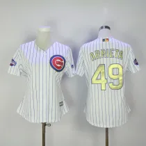Womens Majestic Chicago Cubs #49 Arrieta Gold Program White Jersey