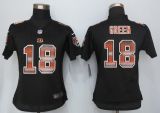 Women New Nike Cincinnati Bengals 18 Green Black Strobe Elite Jersey