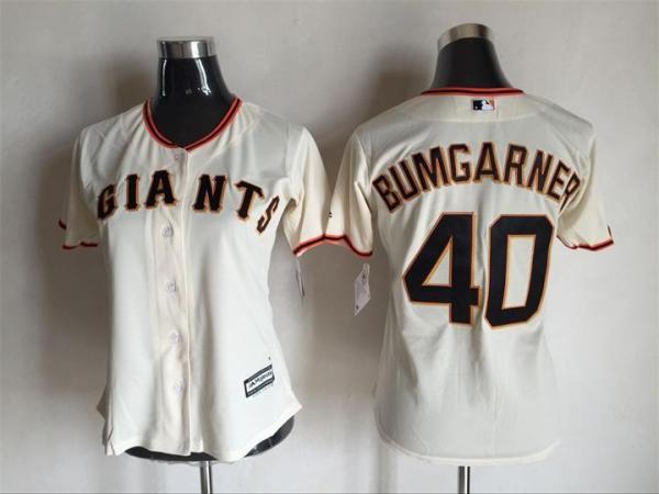 Womens MLB San Francisco Giants #40 Bumgarner Cream Jersey