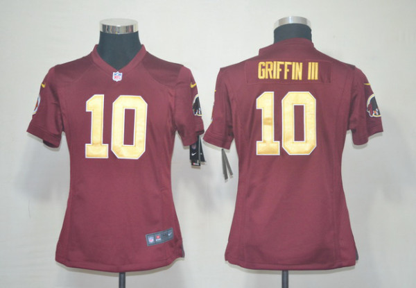 #10 Griffin III Red Washington Redskins Women Yellow number Game Nike NFL Jersey