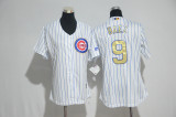 Womens Majestic Chicago Cubs #9 Baez Gold Program White Jersey