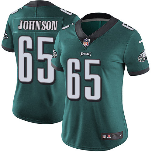 Womens Nike Philadelphia Eagles #65 Johnson Green Jersey