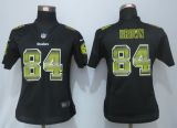 Women New Nike Pittsburgh Steelers 84 Brown Black Strobe Elite Jersey