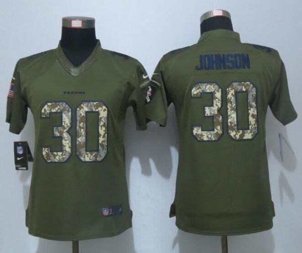 Women Nike Houston Texans #30 Johnson Green Salute To Service Limited Jersey