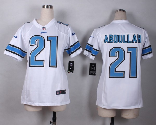 Nike Detroit Lions #21 Abdullah Women White Jersey