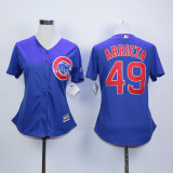 MLB Chicago Cubs #49 Arrieta Blue Womens Jersey