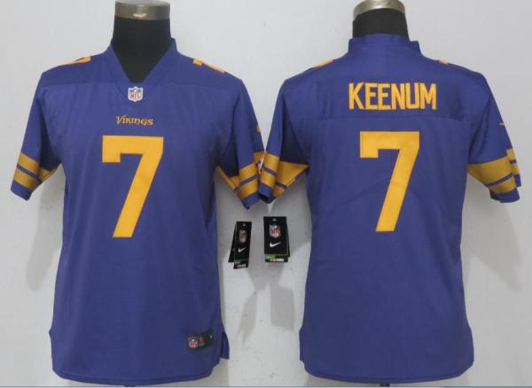 Women Nike Minnesota Vikings #7 Keenum Navy Purple Color Rush Jersey