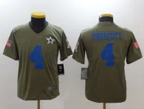 Kids Dallas Cowboys #4 Prescott Olive Salute to Service Limited Jersey