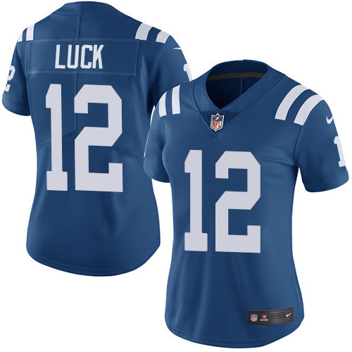 Womens NFL Indianapolis Colts #12 Luck Blue Vapor Limited Jersey