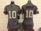 Womens NFL Denver Broncos #10 Sanders Salute for Service Green Jersey