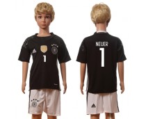 2016 Soccer German #1 Neuer Goalkeeper Kids Jersey