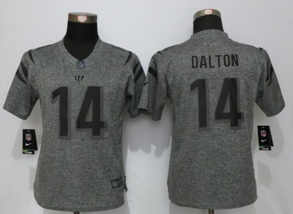 Women New Nike Cincinnati Bengals 14 Dalton Gridiron Gray Limited Jersey