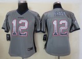 Women 2013 New Nike New England Patriots 12 Brady Drift Fashion Grey Elite Jerseys