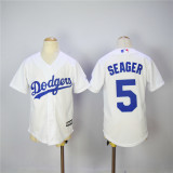 Kids MLB Los Angeles Dodgers #5 Seager White Jersey