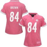 Womens NFL Pittsburgh Steelers #84 Brown Pink Bubble Gum Jersey