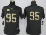 Women New Nike Cleveland Browns 95 Garrett Anthracite Salute To Service Limited Jersey