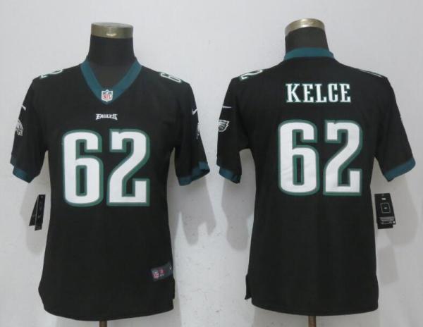 Womens Nike Philadelphia Eagles #62 Kelce Black Jersey