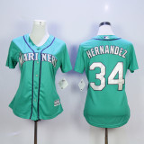 MLB Seattle Mariners #34 Hernandez Women Green Jersey