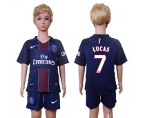 2016 Soccer Paris Saint-Germain #7 Lucas Away Kids Jersey