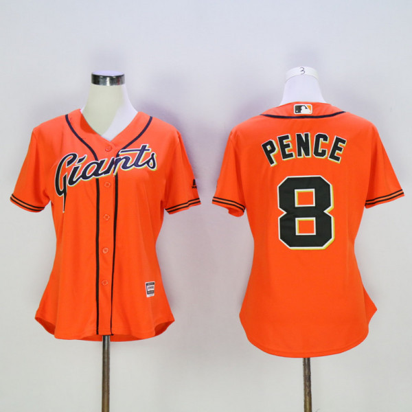 Womens San Francisco Giants #8 Pence Orange Jersey