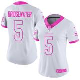 Women NFL Minnesota Vikings #5 Bridgewater White Pink Color Rush Jersey