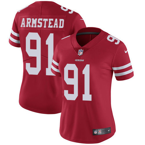 Womens San Francisco 49ers #91 Armstead Red Jersey