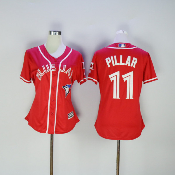 MLB Toronto Blue Jays #11 Pillar Red Women Jersey