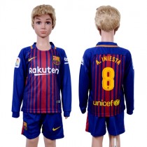 2017 Soccer Barcelona #8 A.Iniesta Home Kids Jersey