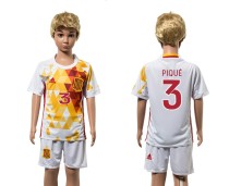 2016 Soccer Spain #3 Pique Away Kids Jersey