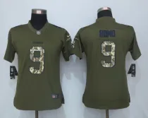 Womens NFL Dallas Cowboys #9 Romo Salute for Service Green Jersey