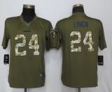 Women New Nike Oakland Raiders 24 Lynch Green Salute To Service Limited Jersey